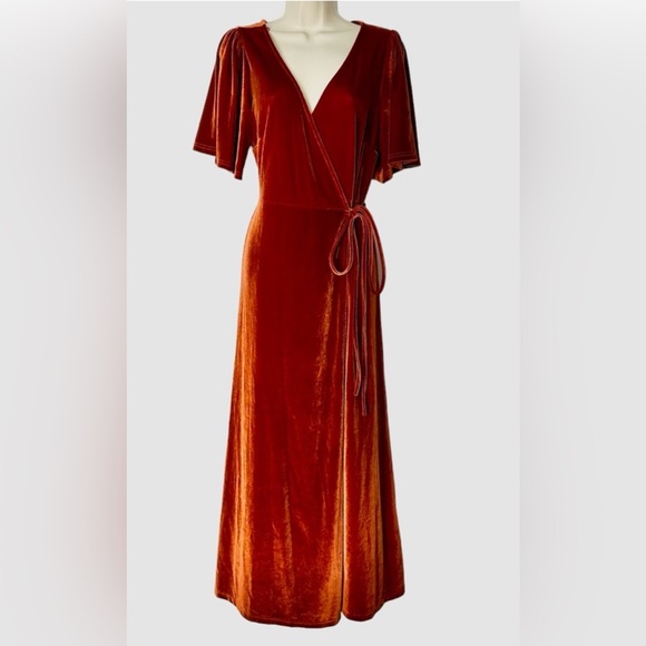 Baltic Born Meghan Velvet Maxi Dress in Rust - Size Large - Picture 8 of 14